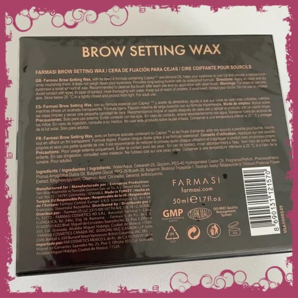 NIB Large 1.7oz Jar Farmasi Eyebrow Styling Wax w/Brush - Picture 5 of 5